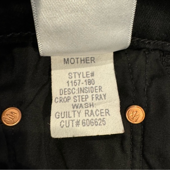 MOTHER Step Fray Insider Crop JEANS Guilty Racer Black White Stripe Size 27 $248 - Picture 5 of 12